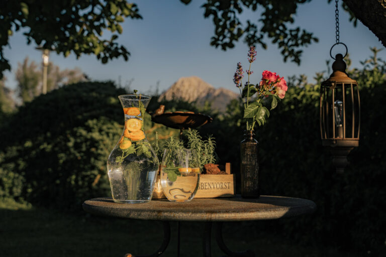Garten mit Getränk